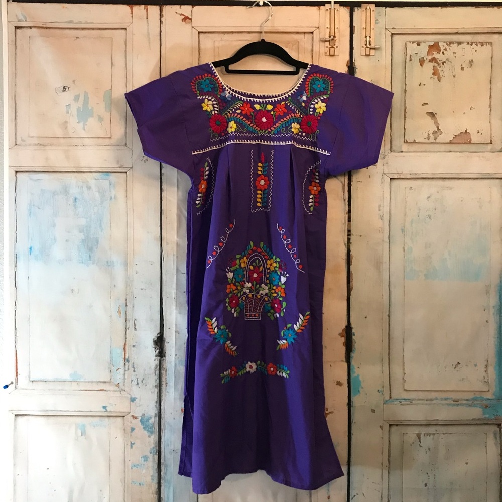 Handmade traditional Mexican embroidered dress